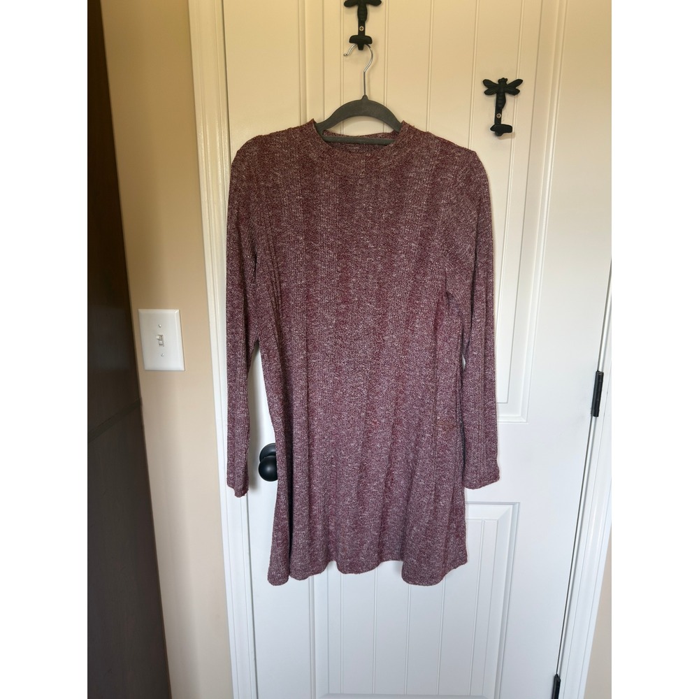 Mossimo Supply Co Womens Large Burgundy Marled Ribbed Mock Neck Dress